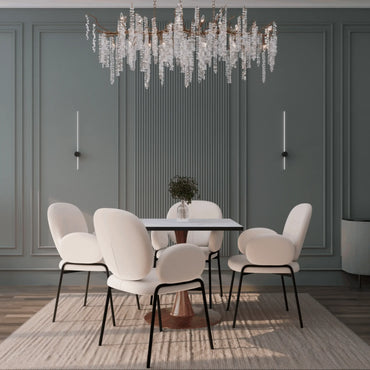 Bristol 27" Square Dining Table with Marbled White MDF Top and Steel Pedestal Base - Elax Furniture