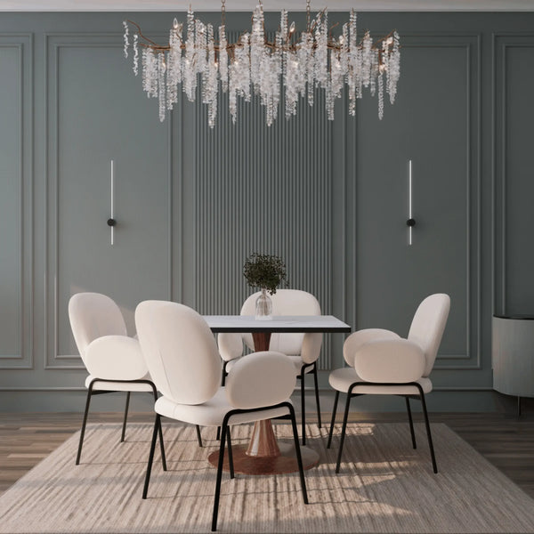 Bristol 27" Square Dining Table with Marbled White MDF Top and Steel Pedestal Base