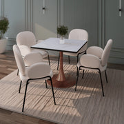 Bristol 27" Square Dining Table with Marbled White MDF Top and Steel Pedestal Base - Elax Furniture
