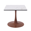 Bristol 27" Square Dining Table with Marbled White MDF Top and Steel Pedestal Base