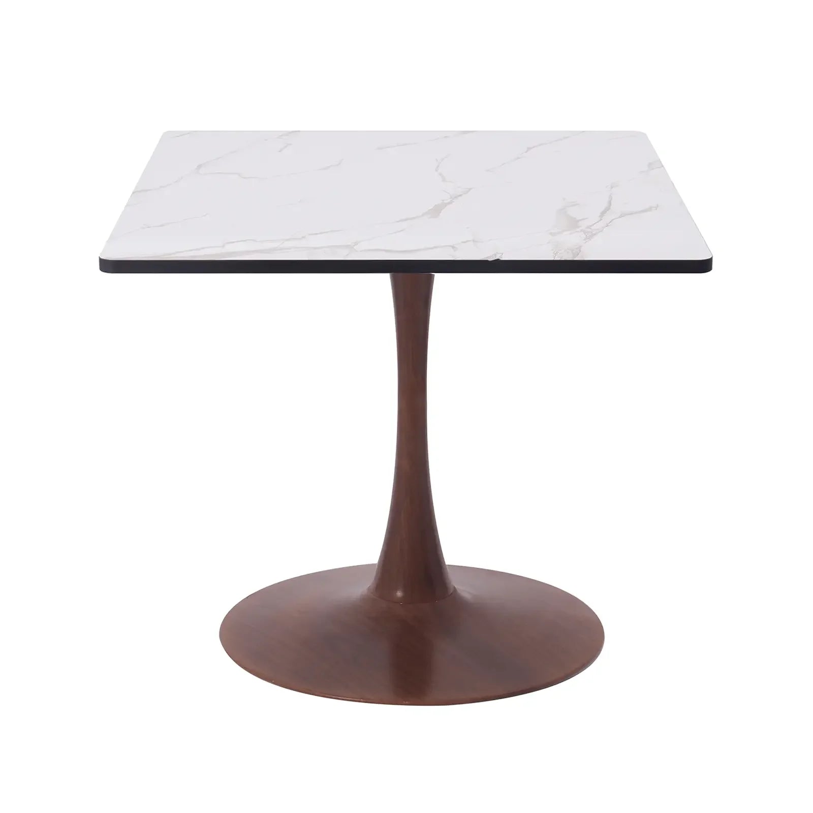 Bristol 27" Square Dining Table with Marbled White MDF Top and Steel Pedestal Base - Elax Furniture