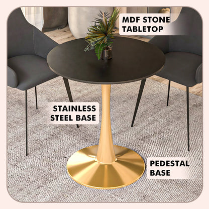 Bristol 24" Round Dining Table with MDF Wood Tabletop in Gold Steel - Elax Furniture