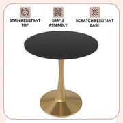 Bristol 24" Round Dining Table with MDF Wood Tabletop in Gold Steel - Elax Furniture