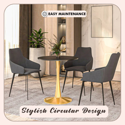 Bristol 24" Round Dining Table with MDF Wood Tabletop in Gold Steel - Elax Furniture