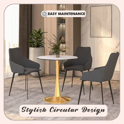 Bristol 24" Round Dining Table with MDF Wood Tabletop in Gold Steel - Elax Furniture