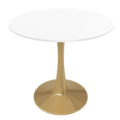 Bristol 24" Round Dining Table with MDF Wood Tabletop in Gold Steel - Elax Furniture