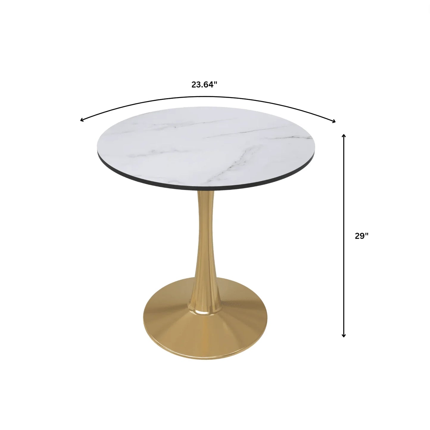 Bristol 24" Round Dining Table with MDF Wood Tabletop in Gold Steel - Elax Furniture