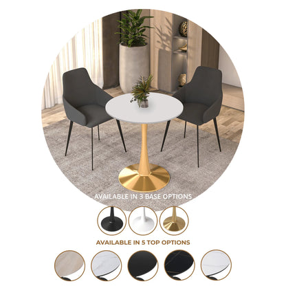 Bristol 24" Round Dining Table with MDF Wood Tabletop in Gold Steel - Elax Furniture