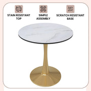 Bristol 24" Round Dining Table with MDF Wood Tabletop in Gold Steel - Elax Furniture