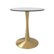 Bristol 27" Round Dining Table with MDF Wood Tabletop in Gold Steel - Elax Furniture
