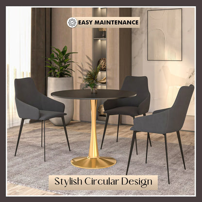 Bristol 31" Round Dining Table with MDF Wood Tabletop in Gold Steel - Elax Furniture