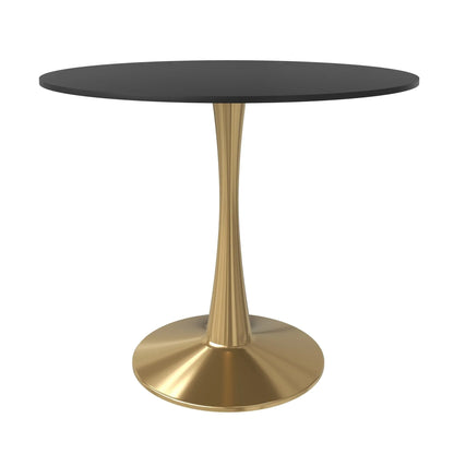 Bristol 31" Round Dining Table with MDF Wood Tabletop in Gold Steel - Elax Furniture