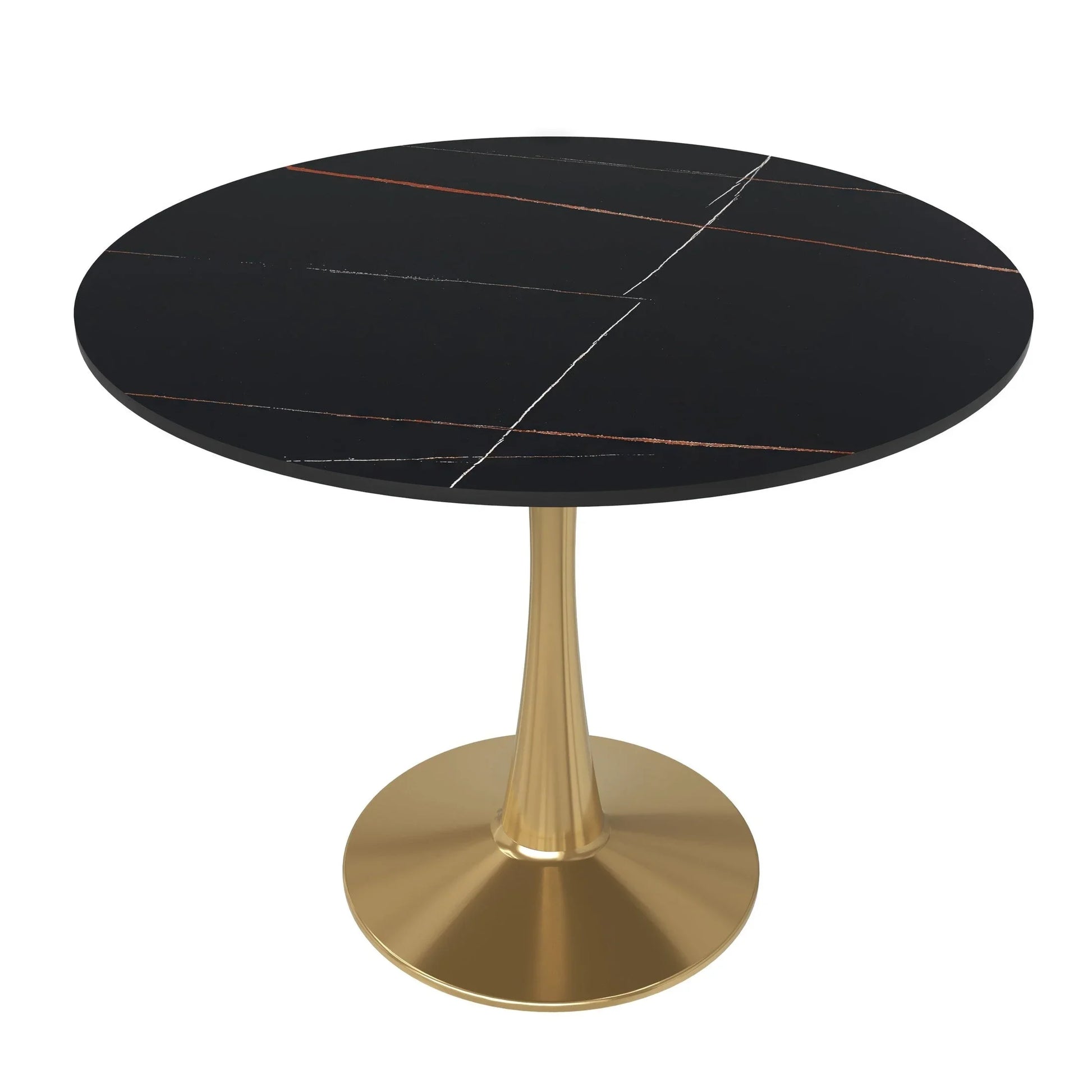 Bristol 31" Round Dining Table with Sintered Stone Tabletop in Gold Steel - Elax Furniture