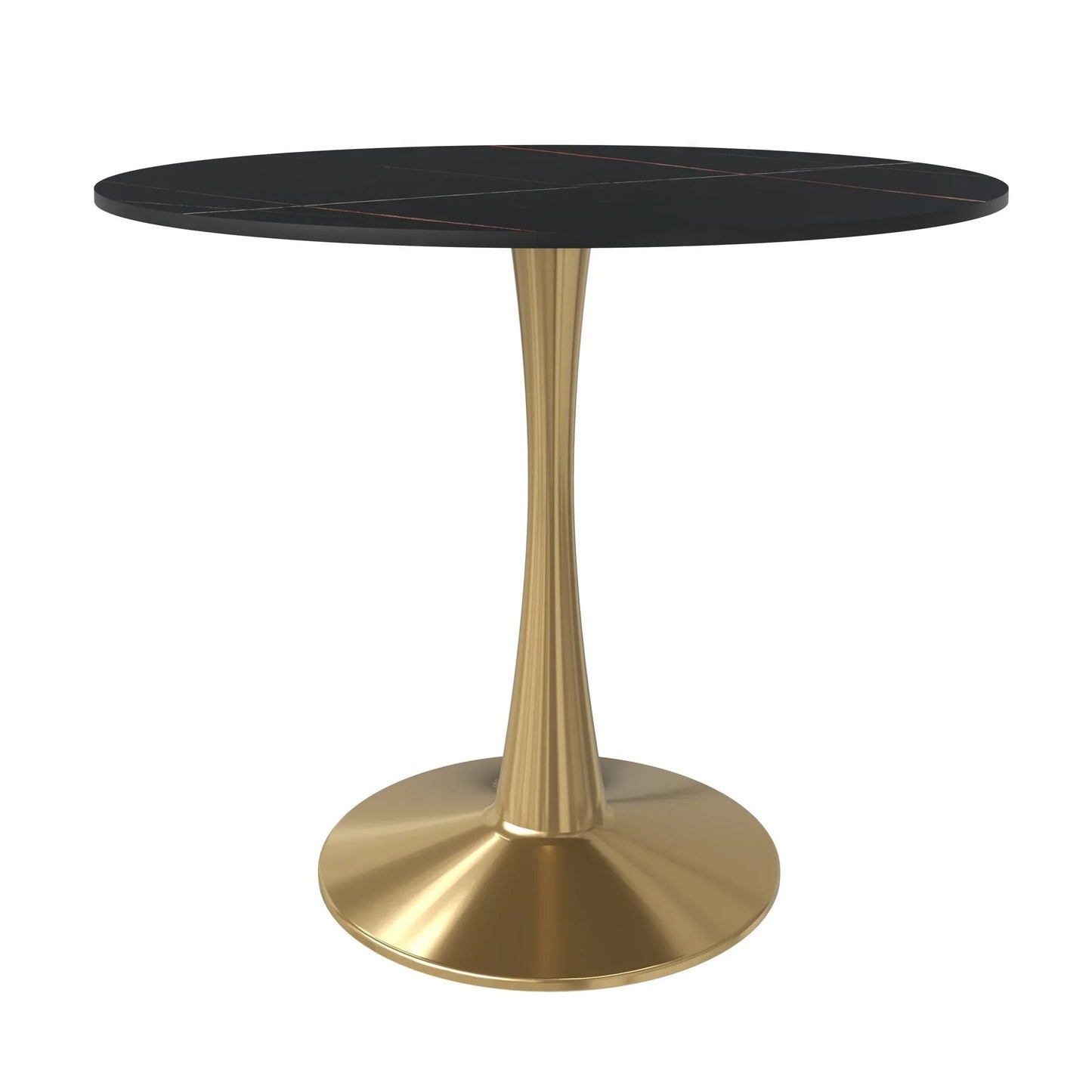 Bristol 31" Round Dining Table with Sintered Stone Tabletop in Gold Steel - Elax Furniture