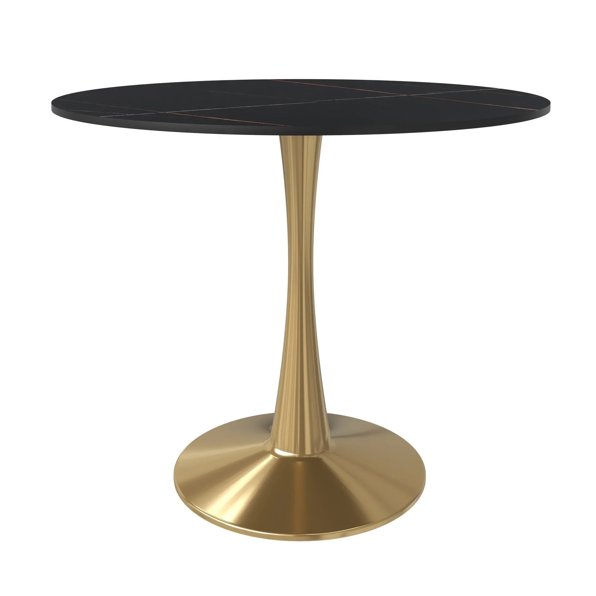 Bristol 31" Round Dining Table with Sintered Stone Tabletop in Gold Steel - Elax Furniture