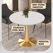 Bristol 31" Round Dining Table with MDF Wood Tabletop in Gold Steel - Elax Furniture
