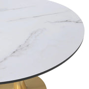 Bristol 31" Round Dining Table with MDF Wood Tabletop in Gold Steel - Elax Furniture