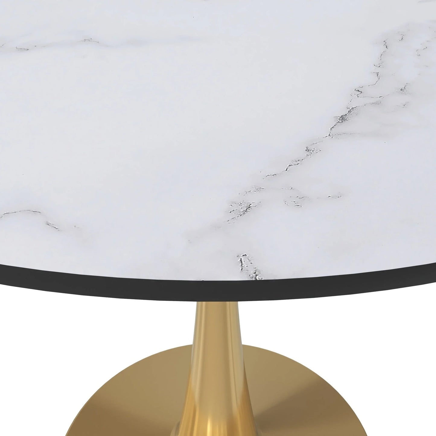 Bristol 31" Round Dining Table with MDF Wood Tabletop in Gold Steel - Elax Furniture