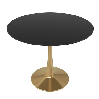 Bristol 35" Round Dining Table with MDF Wood Tabletop in Gold Steel - Elax Furniture