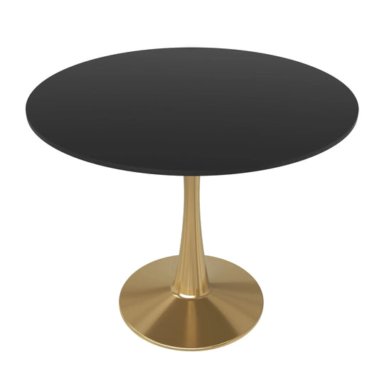 Bristol 35" Round Dining Table with MDF Wood Tabletop in Gold Steel - Elax Furniture