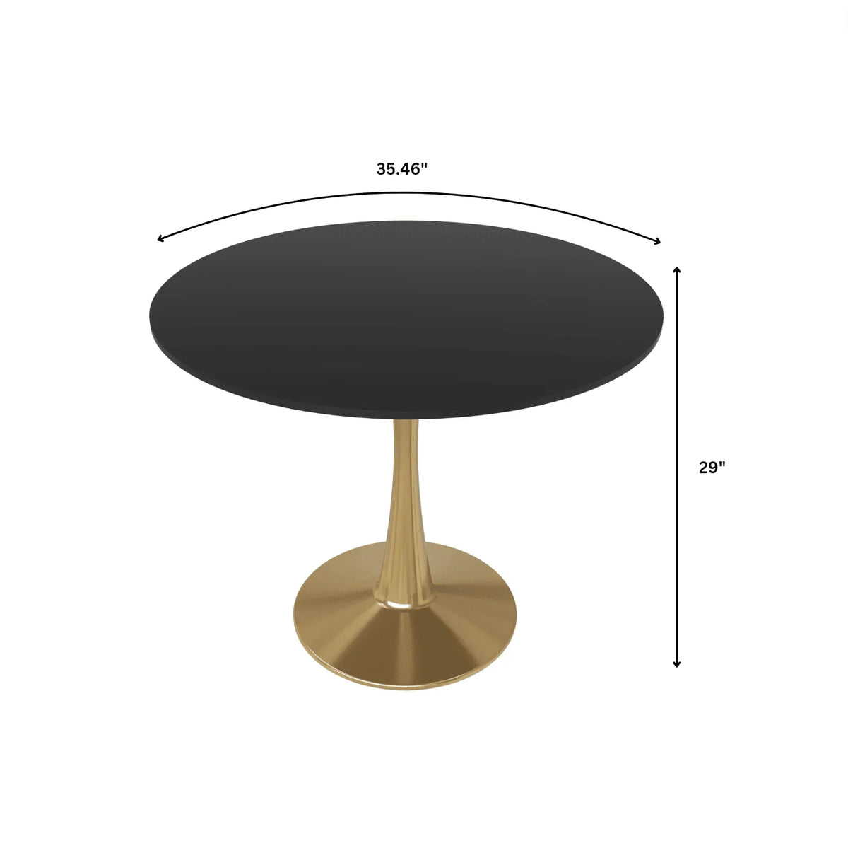 Bristol 35" Round Dining Table with MDF Wood Tabletop in Gold Steel - Elax Furniture