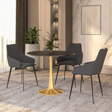 Bristol 35" Round Dining Table with MDF Wood Tabletop in Gold Steel - Elax Furniture