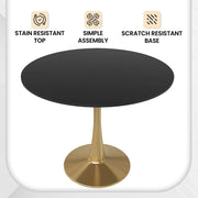Bristol 35" Round Dining Table with MDF Wood Tabletop in Gold Steel - Elax Furniture