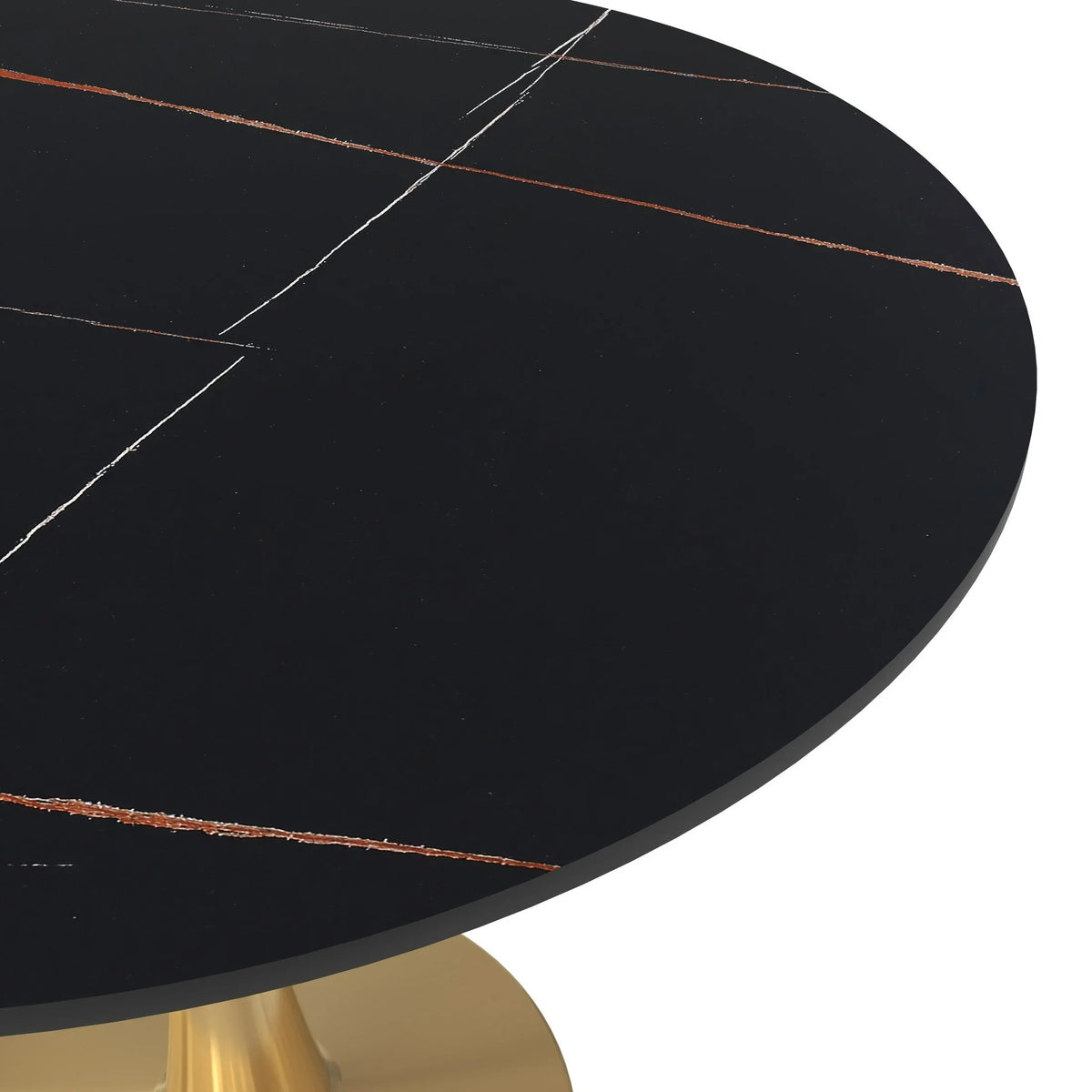 Bristol 35" Round Dining Table with Sintered Stone Tabletop in Gold Steel - Elax Furniture