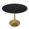 Bristol 35" Round Dining Table with Sintered Stone Tabletop in Gold Steel