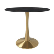 Bristol 35" Round Dining Table with Sintered Stone Tabletop in Gold Steel - Elax Furniture