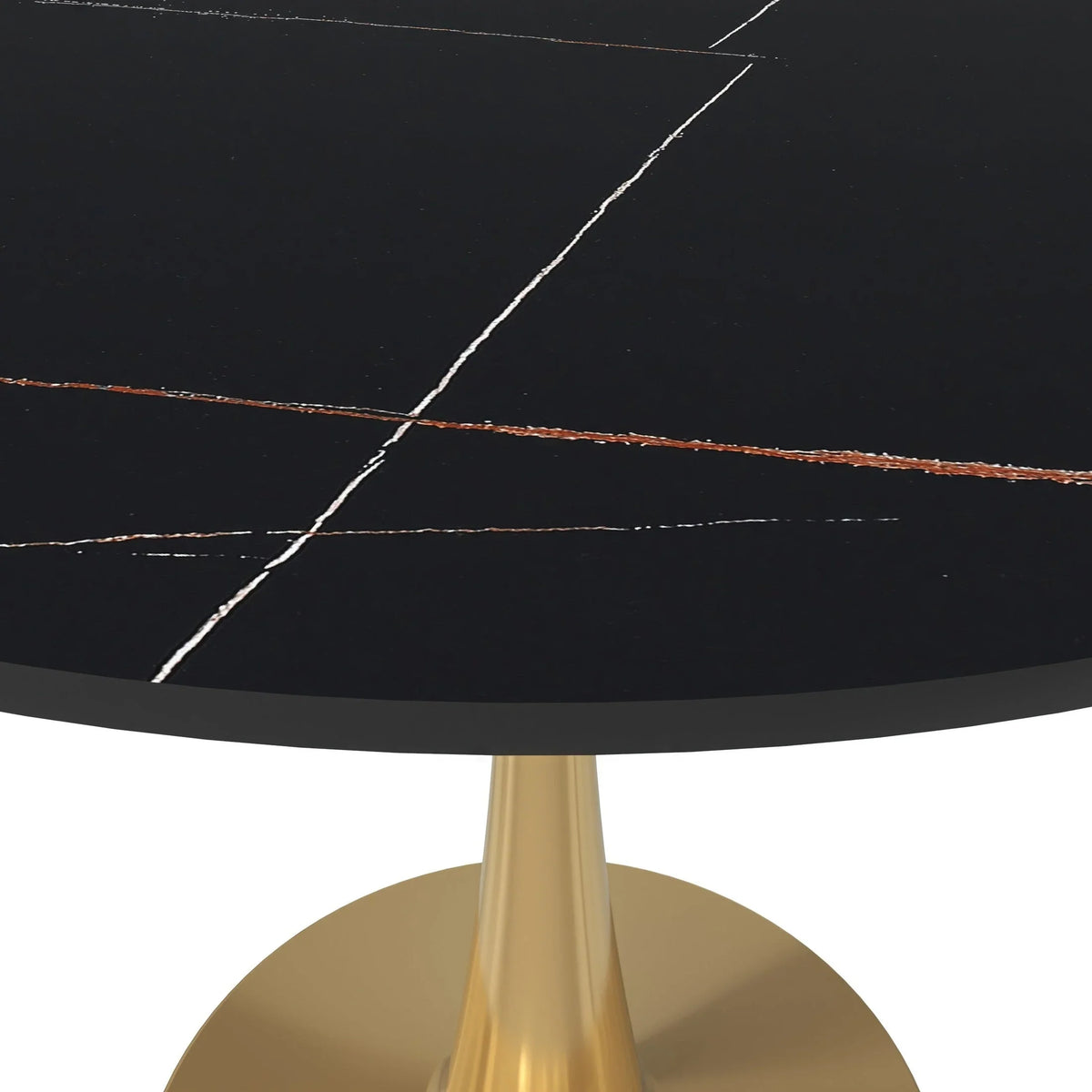 Bristol 35" Round Dining Table with Sintered Stone Tabletop in Gold Steel - Elax Furniture