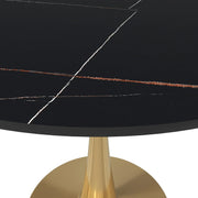 Bristol 35" Round Dining Table with Sintered Stone Tabletop in Gold Steel - Elax Furniture