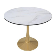 Bristol 35" Round Dining Table with MDF Wood Tabletop in Gold Steel - Elax Furniture