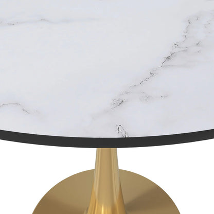 Bristol 35" Round Dining Table with MDF Wood Tabletop in Gold Steel - Elax Furniture