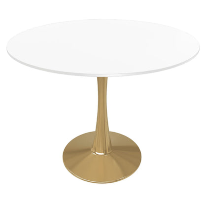 Bristol 35" Round Dining Table with MDF Wood Tabletop in Gold Steel - Elax Furniture
