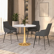 Bristol 35" Round Dining Table with MDF Wood Tabletop in Gold Steel - Elax Furniture