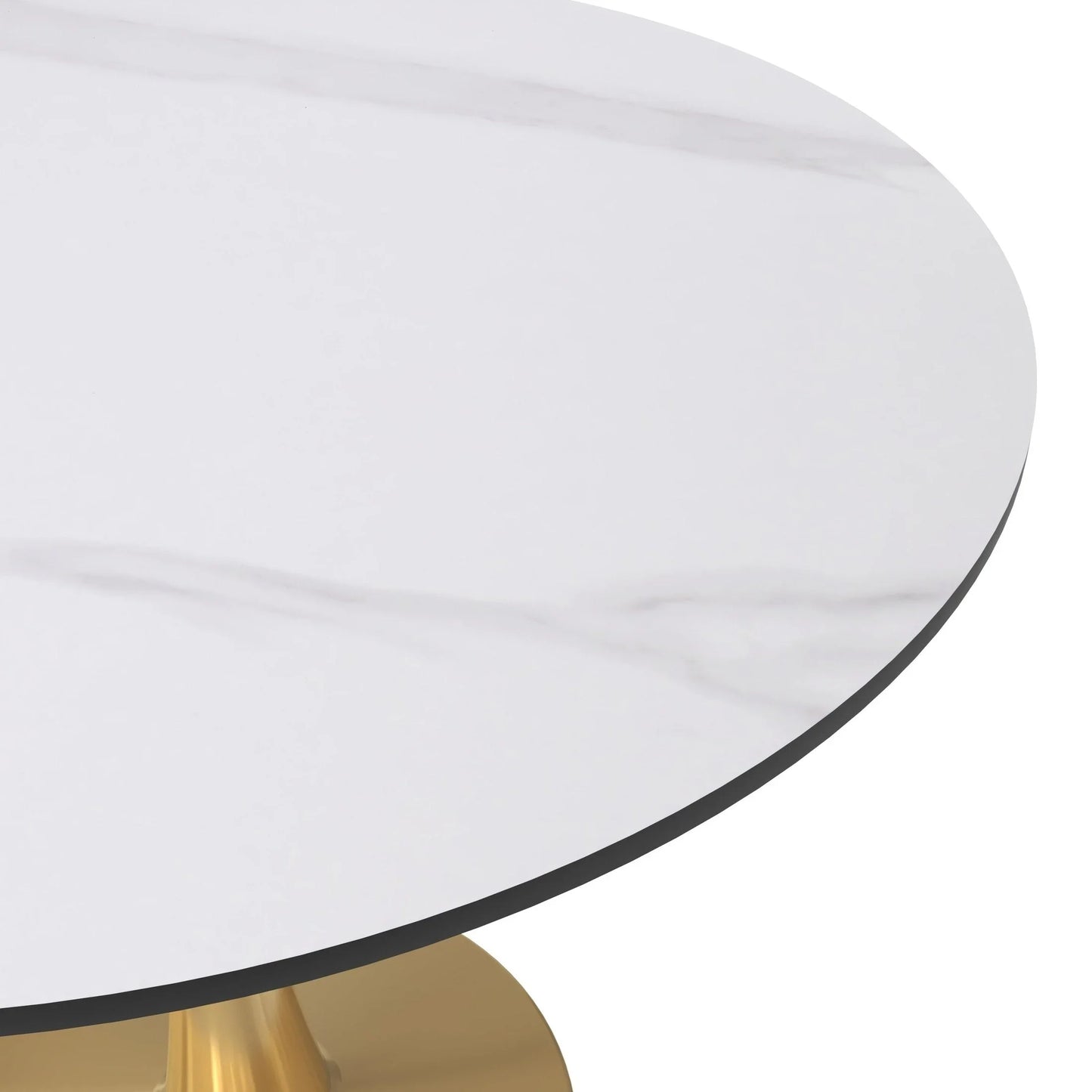 Bristol 35" Round Dining Table with Sintered Stone Tabletop in Gold Steel - Elax Furniture