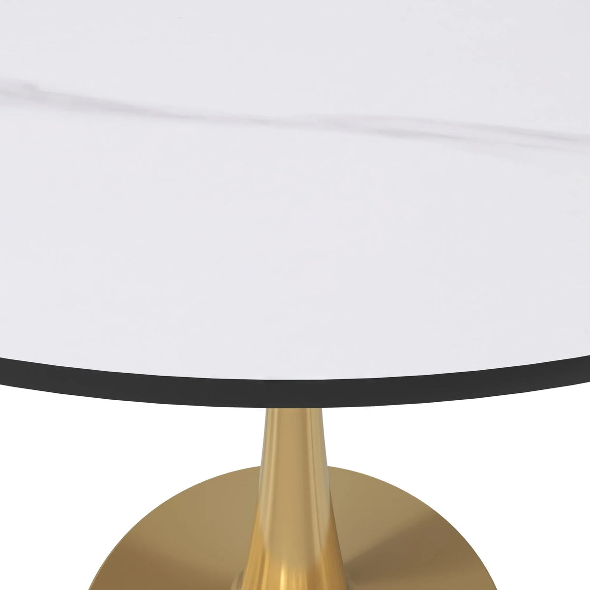 Bristol 35" Round Dining Table with Sintered Stone Tabletop in Gold Steel - Elax Furniture