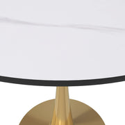 Bristol 35" Round Dining Table with Sintered Stone Tabletop in Gold Steel - Elax Furniture