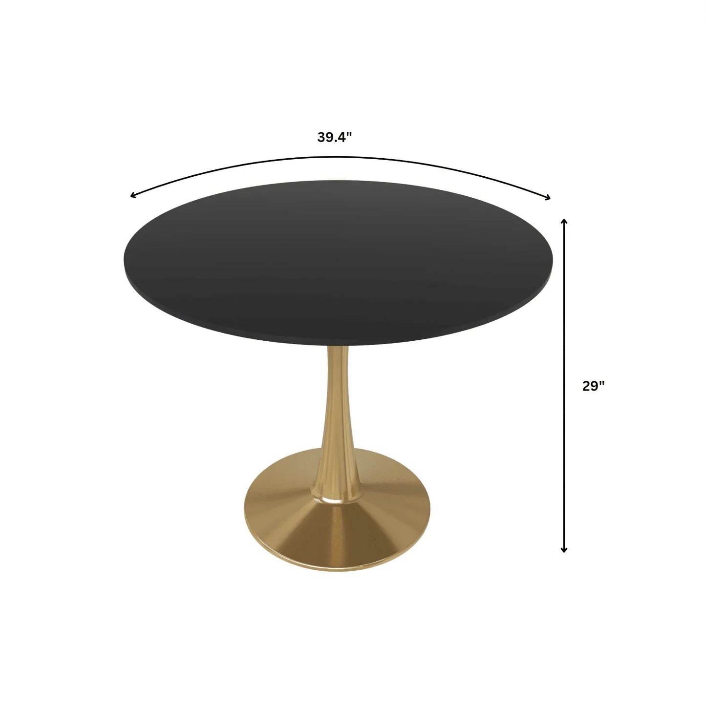 Bristol 40" Round Dining Table with MDF Wood Tabletop in Gold Steel - Elax Furniture