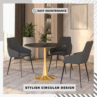 Bristol 40" Round Dining Table with MDF Wood Tabletop in Gold Steel - Elax Furniture