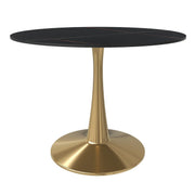 Bristol 40" Round Dining Table with Sintered Stone Tabletop in Gold Steel - Elax Furniture
