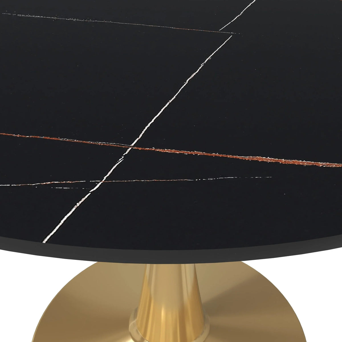 Bristol 40" Round Dining Table with Sintered Stone Tabletop in Gold Steel - Elax Furniture
