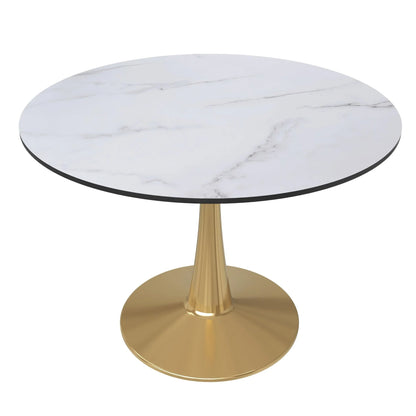 Bristol 40" Round Dining Table with MDF Wood Tabletop in Gold Steel - Elax Furniture