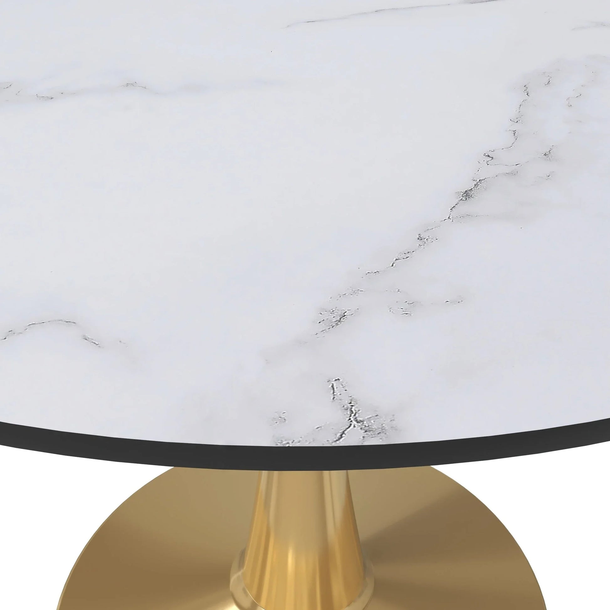 Bristol 40" Round Dining Table with MDF Wood Tabletop in Gold Steel - Elax Furniture