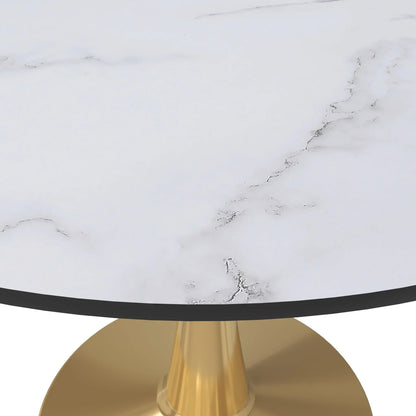 Bristol 40" Round Dining Table with MDF Wood Tabletop in Gold Steel - Elax Furniture