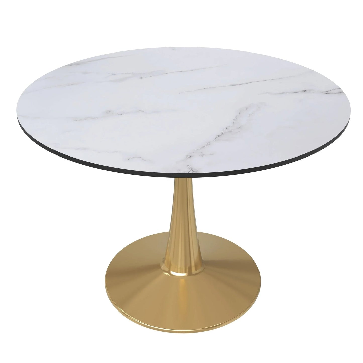 Bristol 40" Round Dining Table with MDF Wood Tabletop in Gold Steel - Elax Furniture