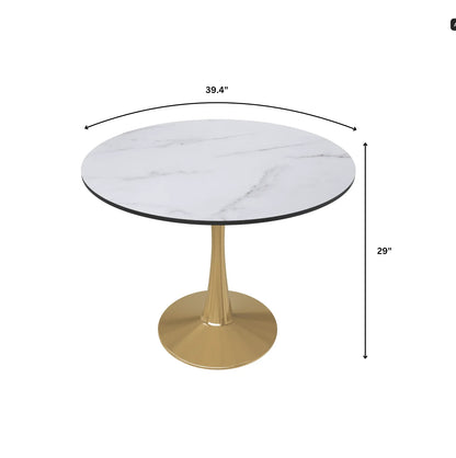 Bristol 40" Round Dining Table with MDF Wood Tabletop in Gold Steel - Elax Furniture