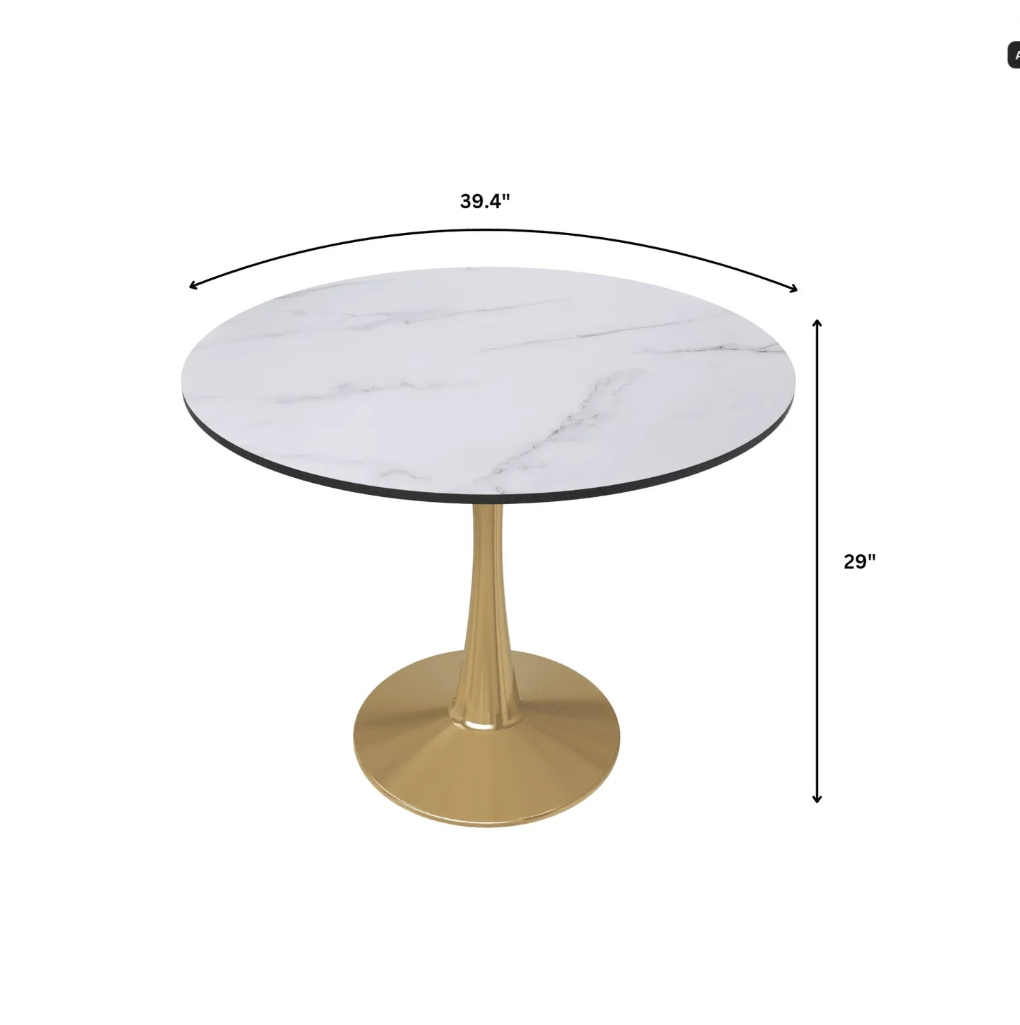 Bristol 40" Round Dining Table with MDF Wood Tabletop in Gold Steel - Elax Furniture