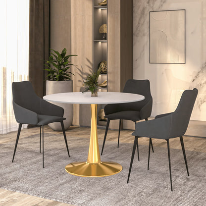 Bristol 40" Round Dining Table with MDF Wood Tabletop in Gold Steel - Elax Furniture